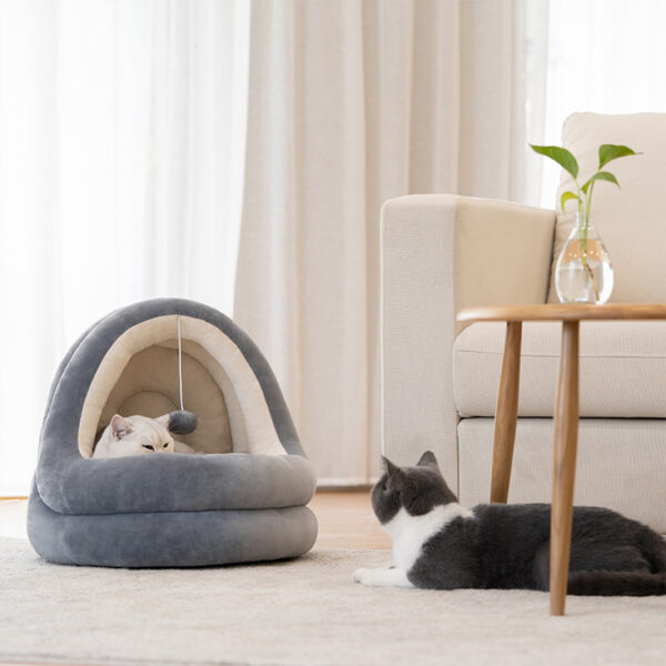 Lit de chat avec pompom – Image 3